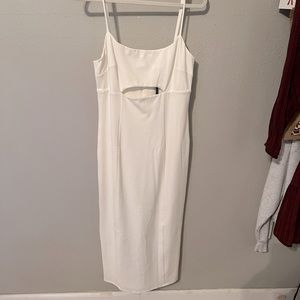 h:ours white bodycon midi dress purchased from Revolve